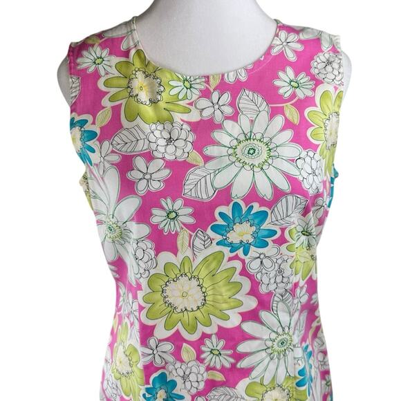 Chadwick’s Floral Pink Sleeveless Sheath Dress Size 6 Pink Blue Green White - Picture 5 of 9